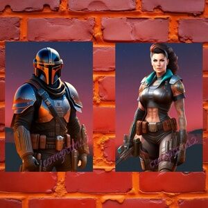 The Mandolorian and Cara Dune - 13” x 19"Fine Art  Print - only six sets made